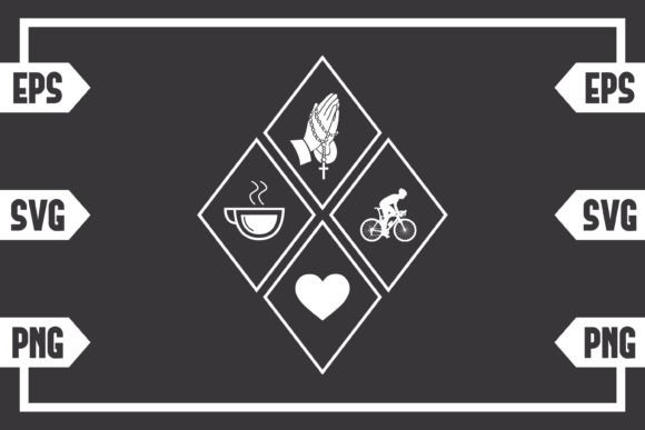 Coffee Jesus Heart and Guy Cycling – A Fresh Graphic Design Asset for Local Branding