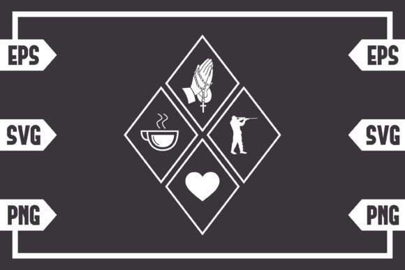 Coffee Jesus Heart and Hunting Guy Graphics for Crafts