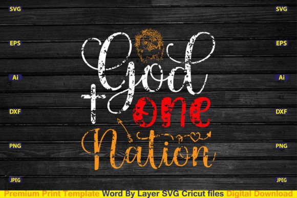 God One Nation Svg: Christian Crafts Graphics for Commercial Design Sellers