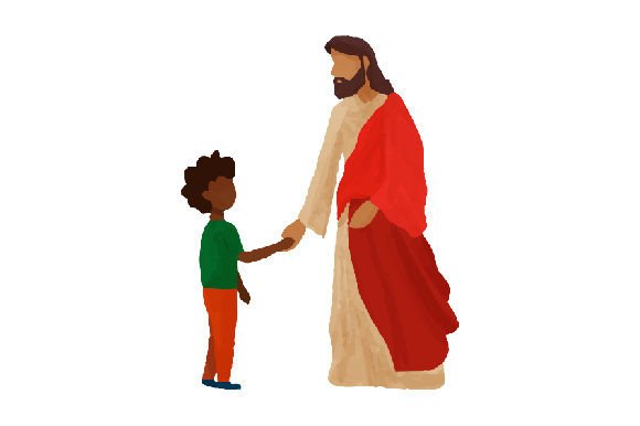 Jesus Christ with a Little Boy, Watercolor – A Thoughtful Religious Craft Design for Emotional Visual Branding