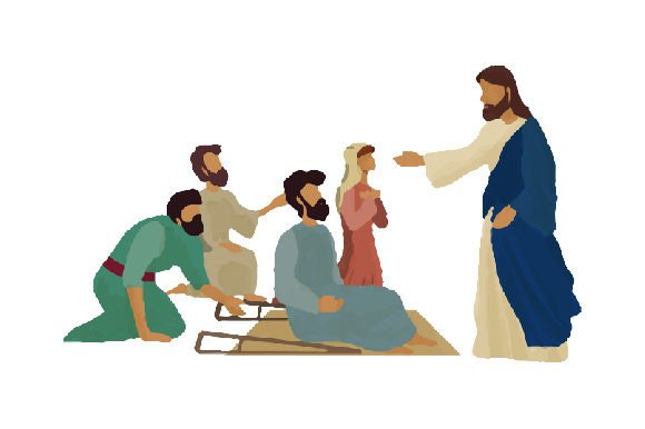 Jesus Healing Crippled People - Watercolor: A Crafts-Inspired Religious Graphic for Content Publishers