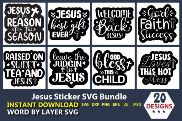 Jesus Sticker SVG Bundle for Local Branding Projects