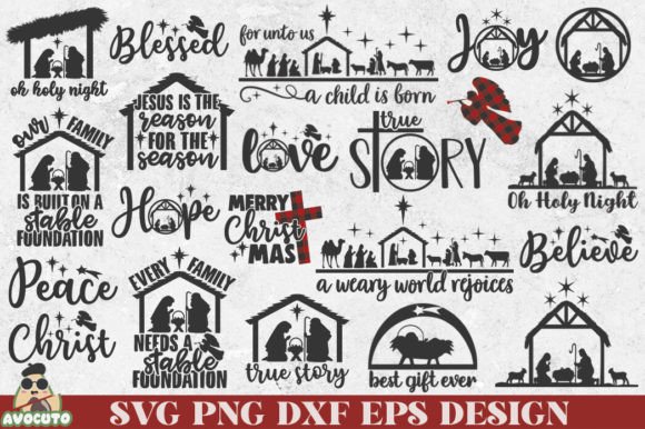 Nativity Christmas Bundle PNG SVG DXF for Crafts & Graphics