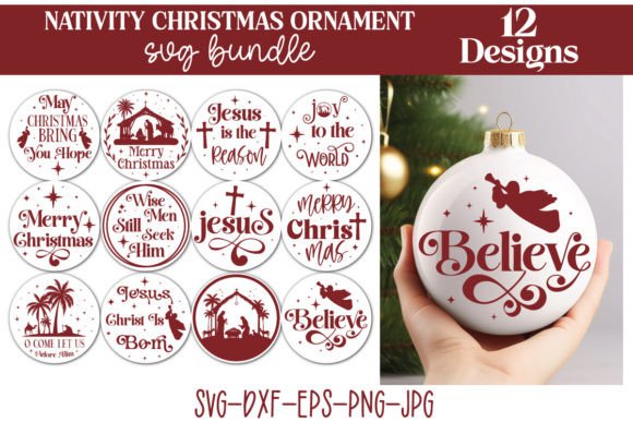 Nativity Christmas Ornament SVG Bundle: Festive Graphics for Local Business Crafts